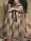 Women’s Plaid Bow Camisole Elegant Spaghetti Strap Top