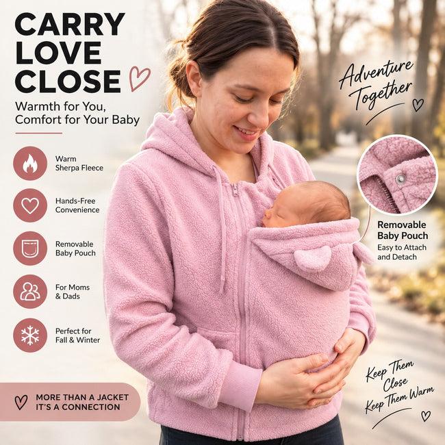 🔥 HOT SALE 💗 Cozy Babywearing Fleece Hoodie Hover Image