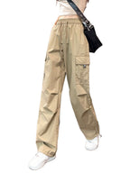 Women’s Relaxed Cargo Trousers | High-Waisted Drawstring Pants with Pockets