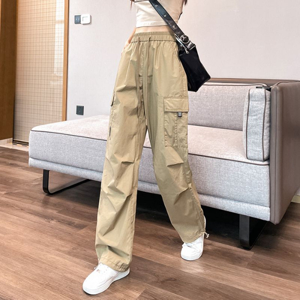 Women’s Relaxed Cargo Trousers | High-Waisted Drawstring Pants with Pockets