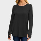 Women's Tunic Top Long Sleeve Round Neck with Thumb Holes