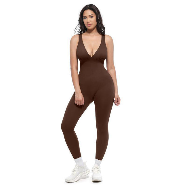 High-Stretch V-Neck Jumpsuit Main Image