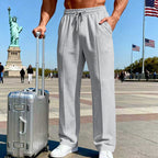 👖 50% OFF NOW! 🌿 Men's Straight Leg Pants – Elastic Waist, Drawstring & Knit – Casual Comfort & Breathable ✨