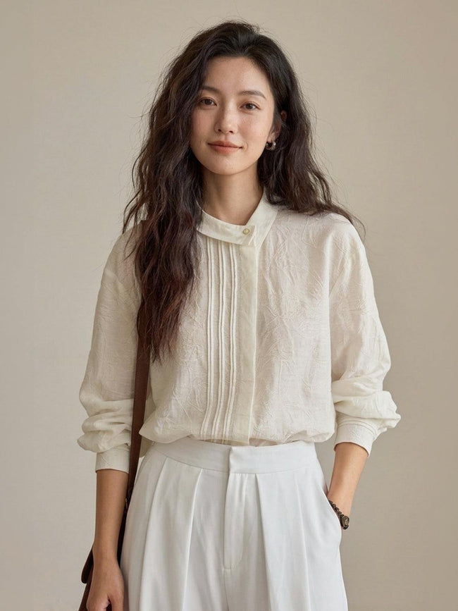 100% Linen Oversized Jacquard Shirt Main Image