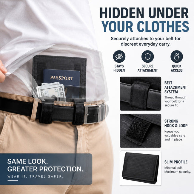 ✈️ Hidden Anti-Theft Passport Pouch – Slim Travel Security Belt Wallet for Cash, Cards & Documents Main Image