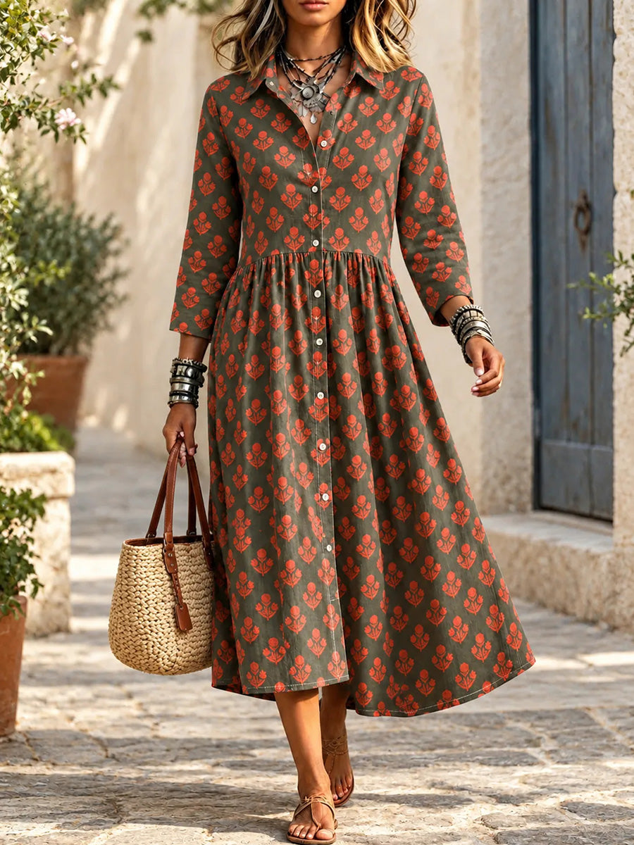TODAY 49% OFF🔥 Santorini Inspired Print Midi Dress