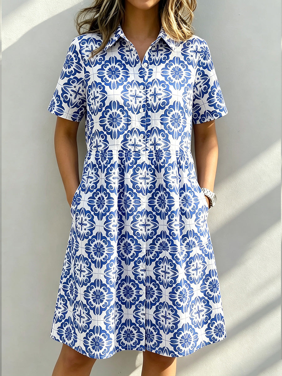 TODAY 49% OFF🔥 Santorini Inspired Print Midi Dress