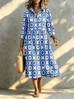 TODAY 49% OFF🔥 Santorini Inspired Print Midi Dress