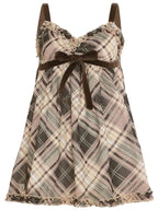 Women’s Plaid Bow Camisole Elegant Spaghetti Strap Top
