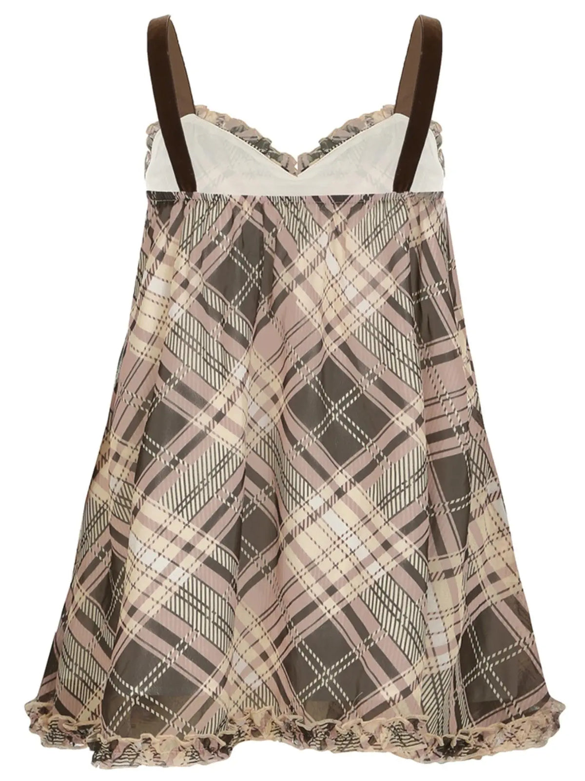 Women’s Plaid Bow Camisole Elegant Spaghetti Strap Top