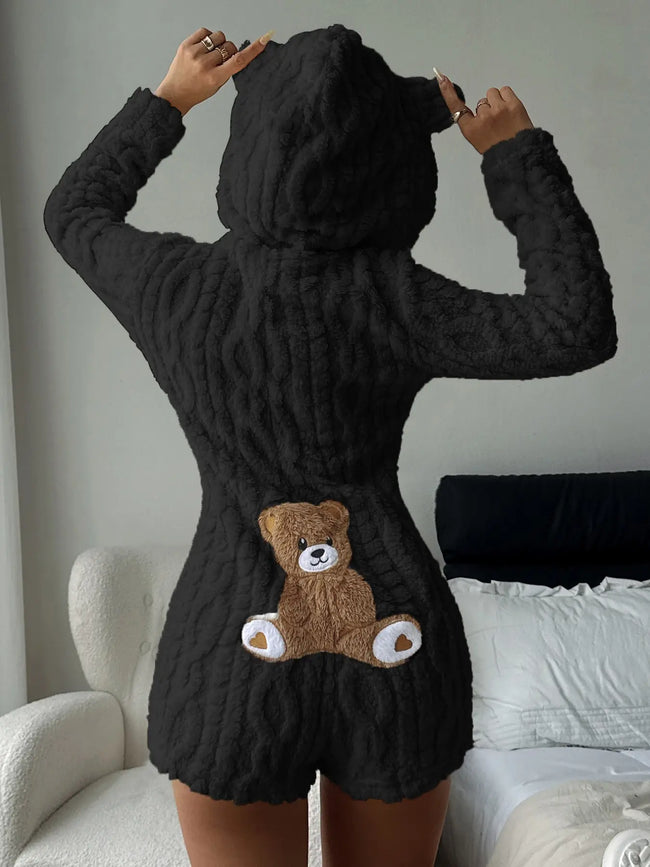 Women’s Teddy Bear Hooded Fleece Sweatshirt Main Image