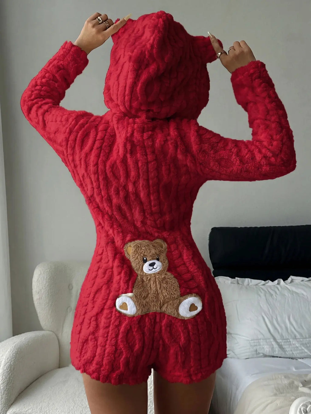 Women’s Teddy Bear Hooded Fleece Sweatshirt