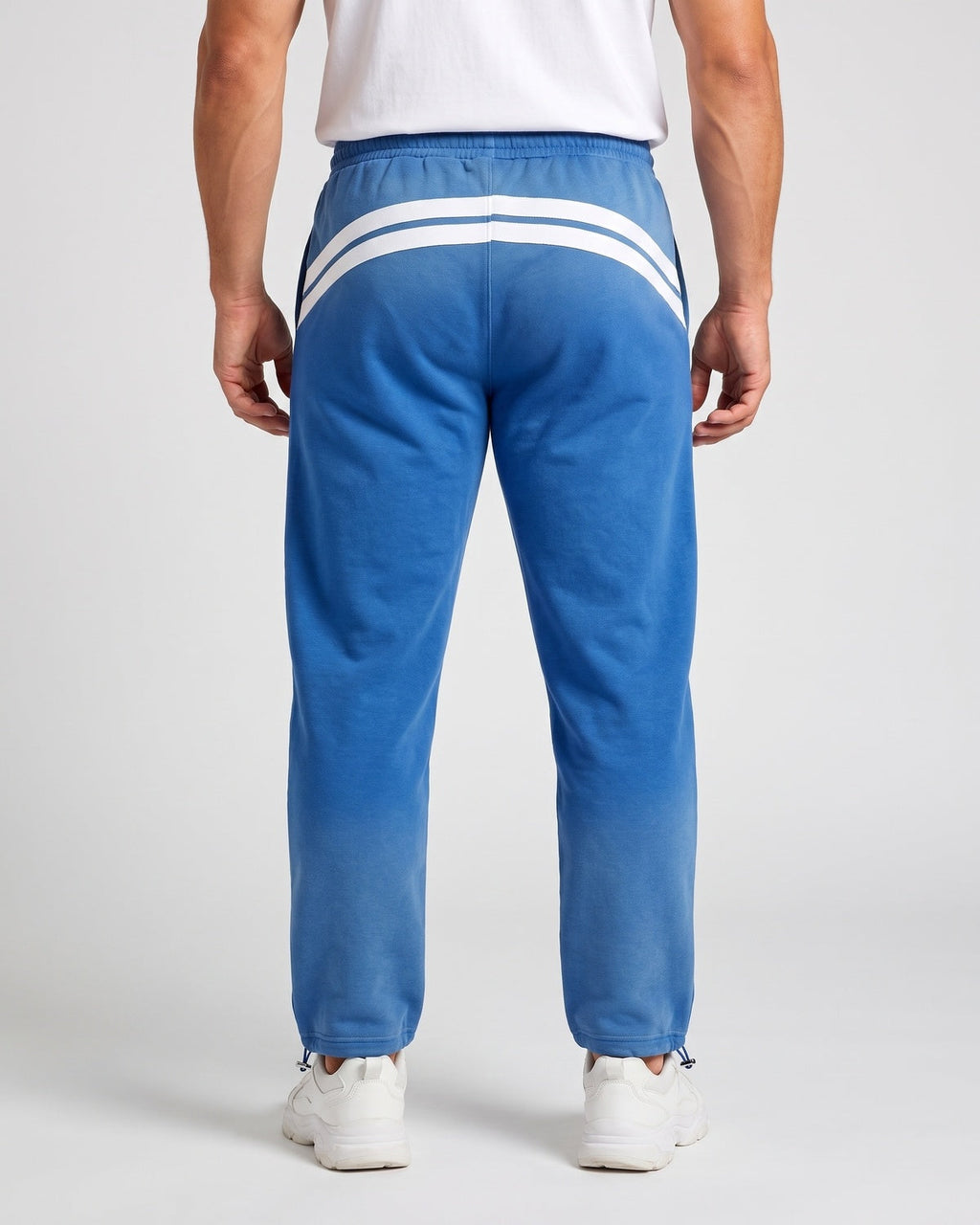 Ombre-wash embroidered side-stripe wide-leg sweatpants