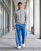 Ombre-wash embroidered side-stripe wide-leg sweatpants