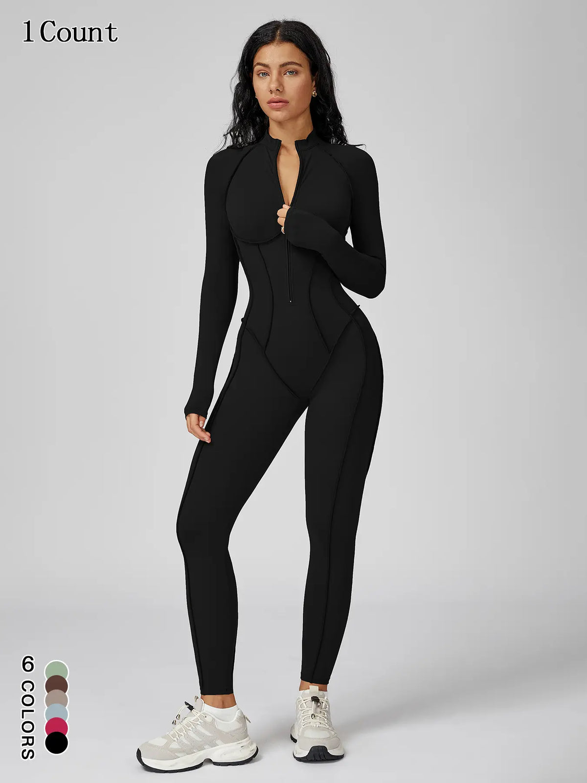 A sleek one-piece outfit designed to sculpt your curves, smooth your waist, and keep you comfortable all day